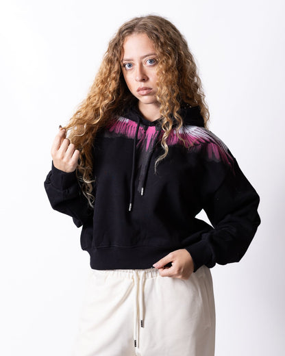 Felpa County of Milan con cappuccio e grafica ali fronte-retro donna