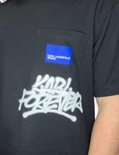 T-Shirt Karl Lagerfeld con taschino e stampa graffiti uomo