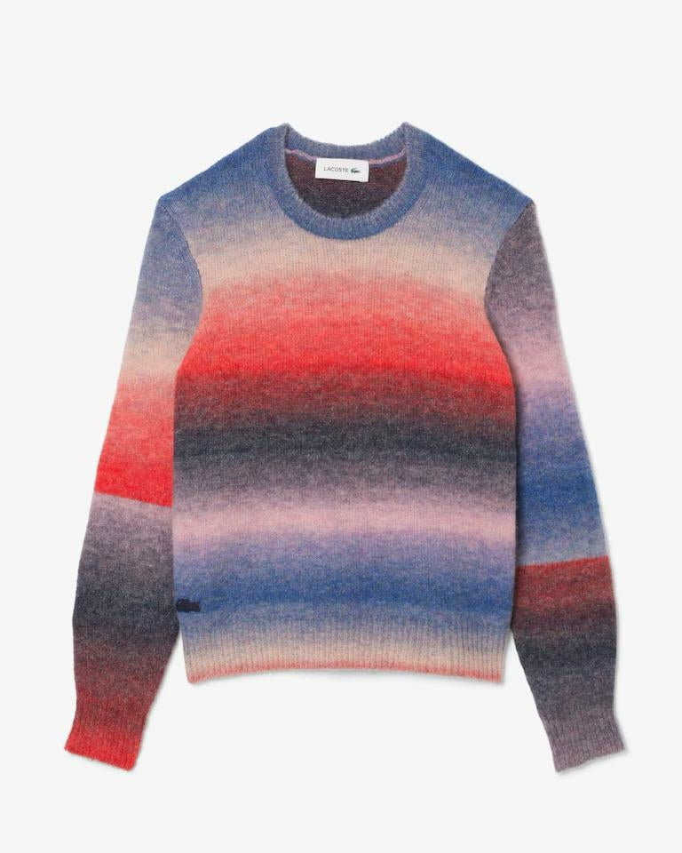 Maglia Lacoste girocollo in misto lana multicolor donna