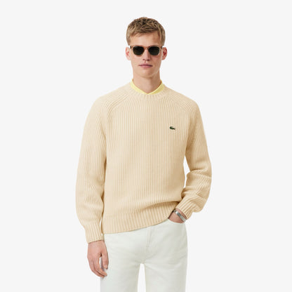 Maglia Lacoste girocollo in lana con costine uomo