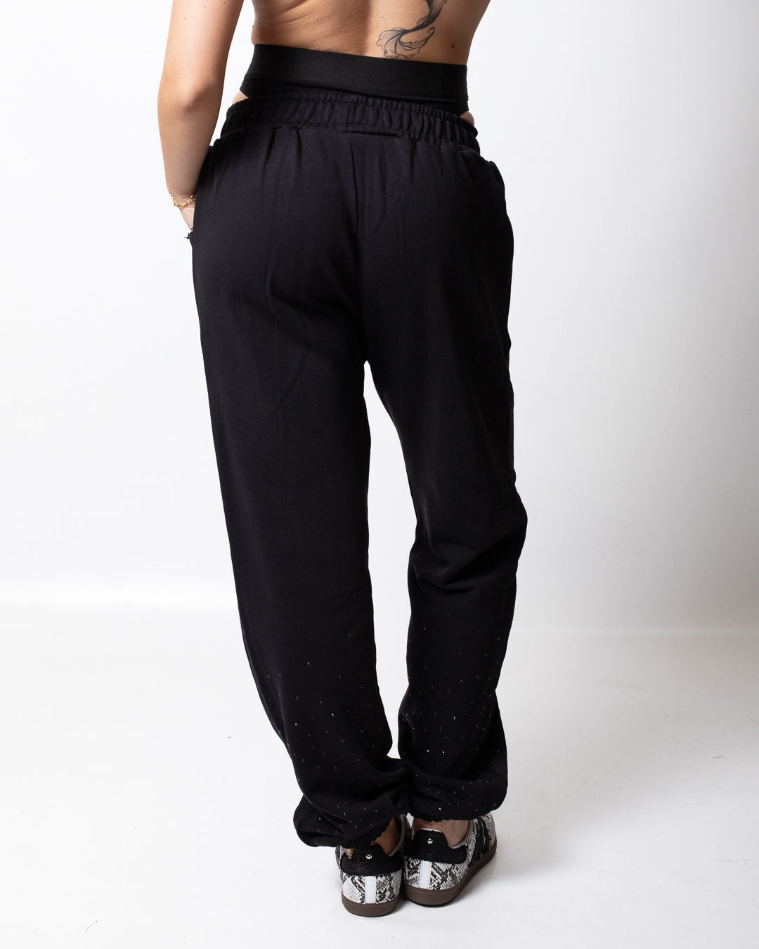 Pantalone Disclaimer in felpa con fascia logata donna