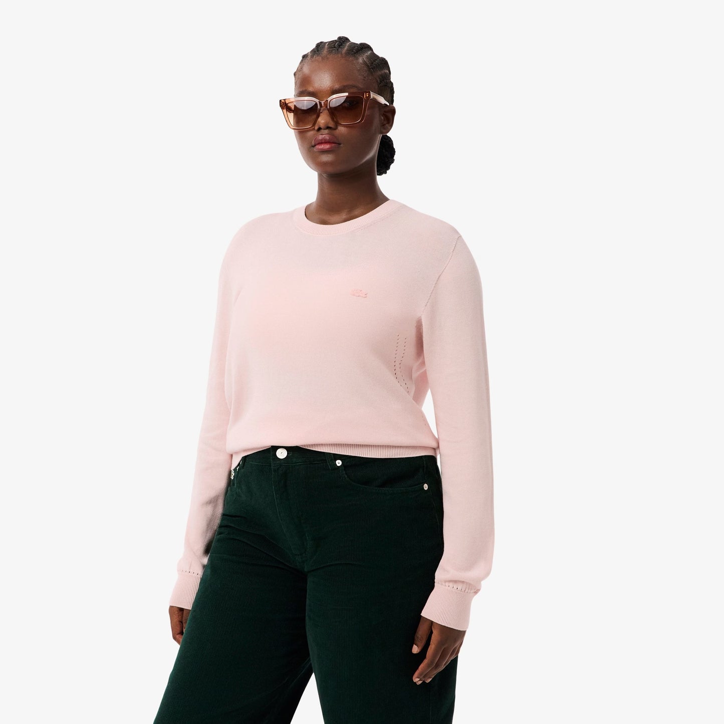Maglia Lacoste girocollo con logo tonal donna
