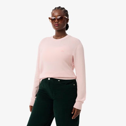 Maglia Lacoste girocollo con logo tonal donna