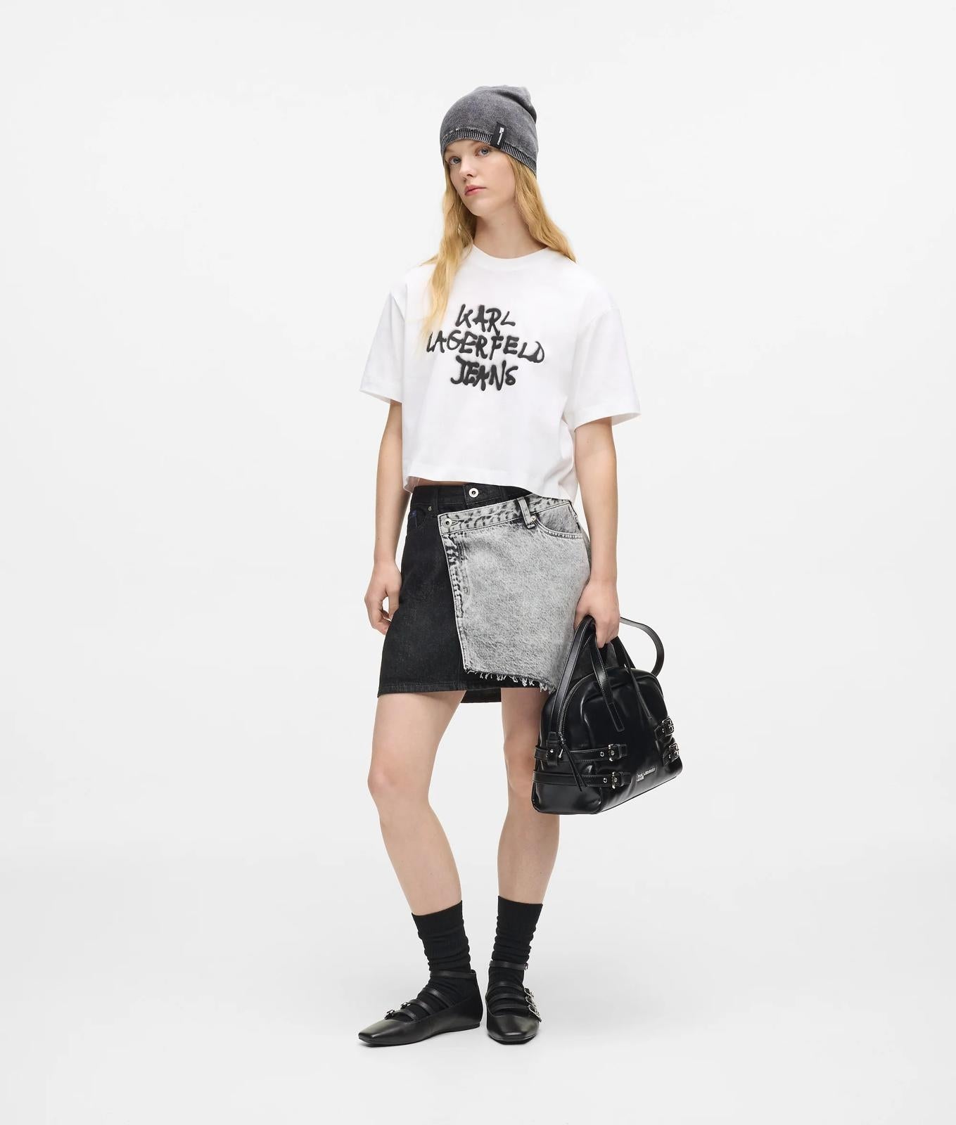 T-Shirt Karl Lagerfeld Jeans cropped con stampa donna