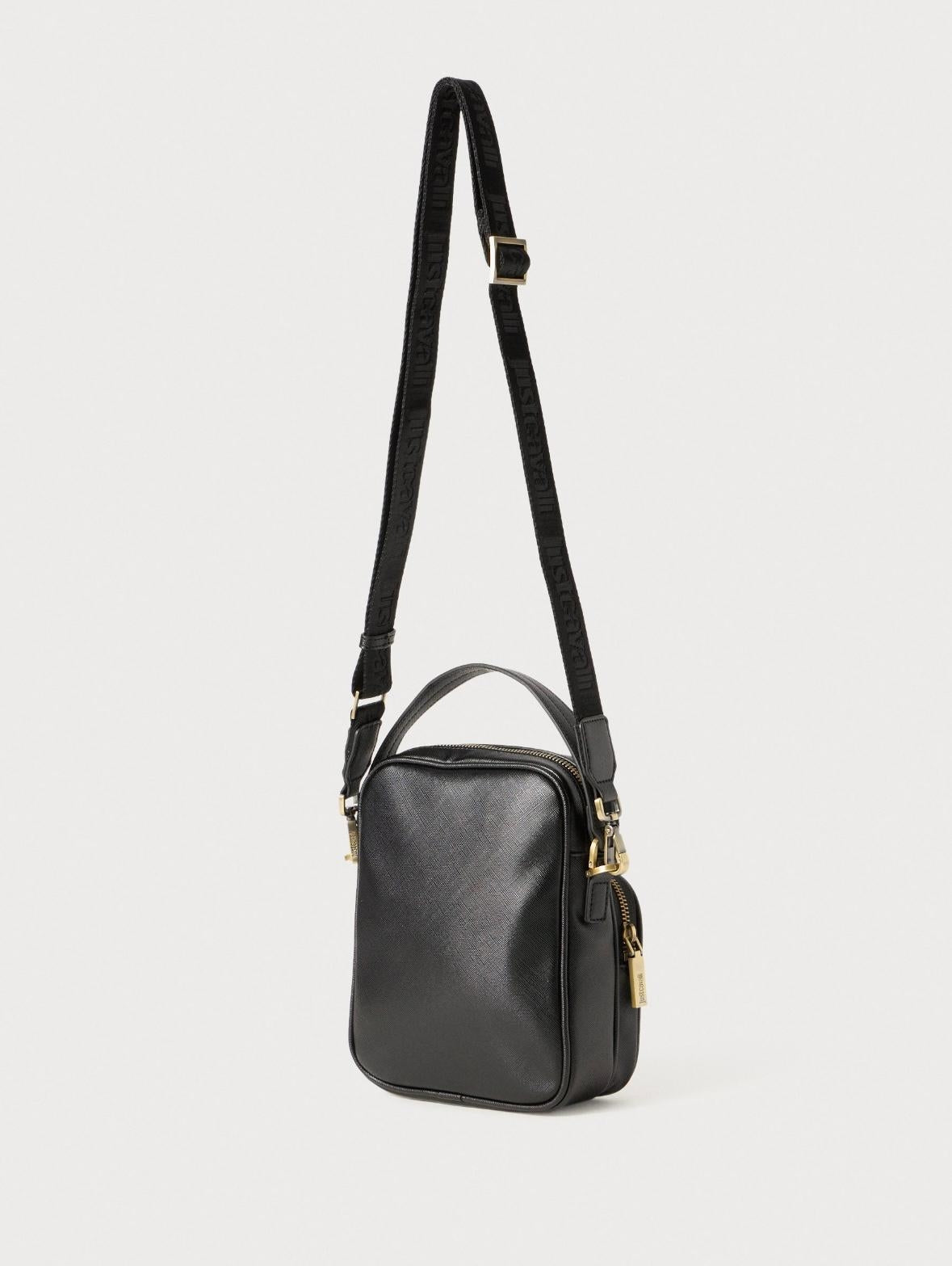 Tracolla Just Cavalli "Metal Lettering" in pelle saffiano uomo