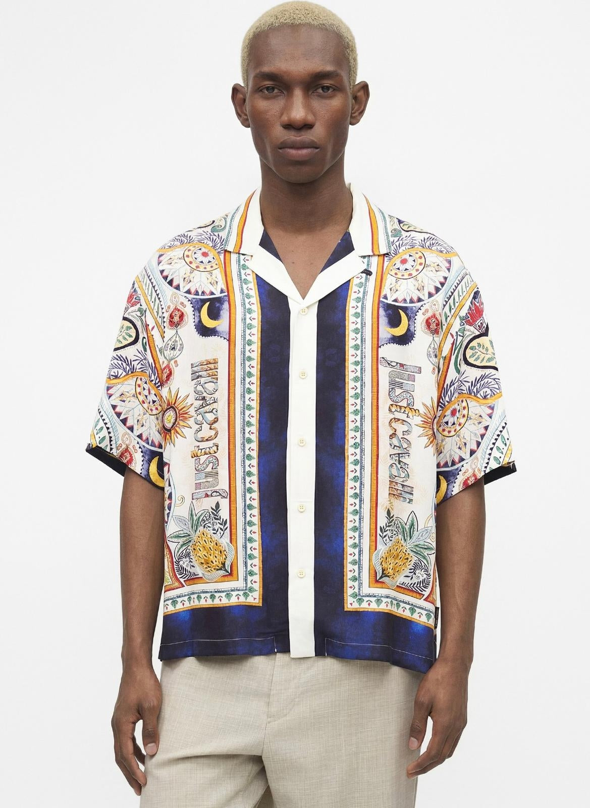 Camicia Just Cavalli in twill viscosa "Placed Garden" uomo