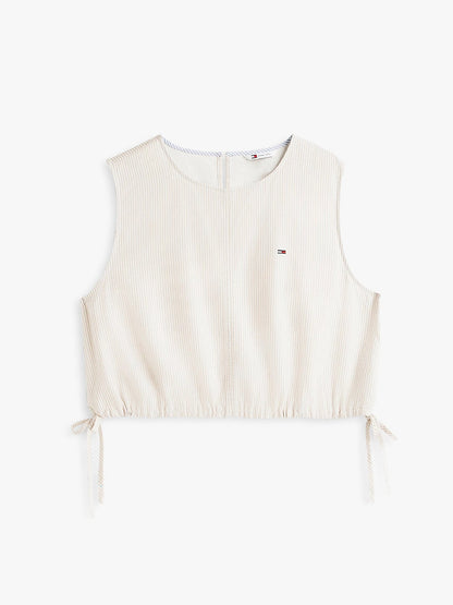 Top Tommy Jeans a strisce in misto lino donna