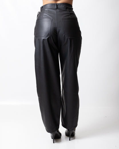 Pantalone Disclaimer a gamba larga in ecopelle donna