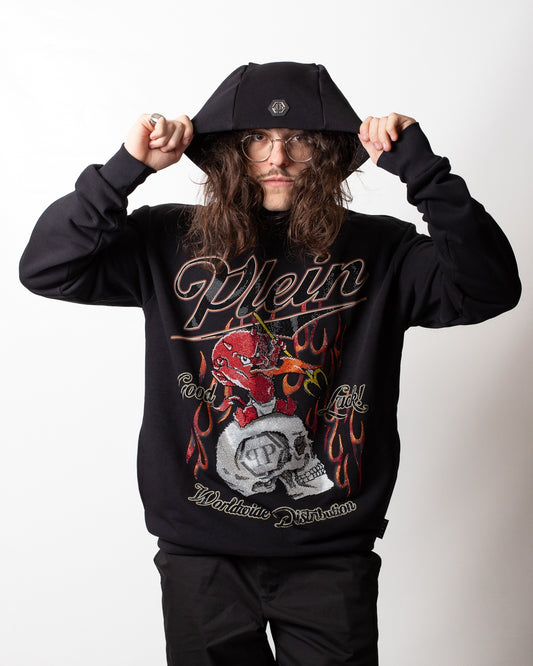 Felpa Philipp Plein con cappuccio "Little Devil Crystal" uomo