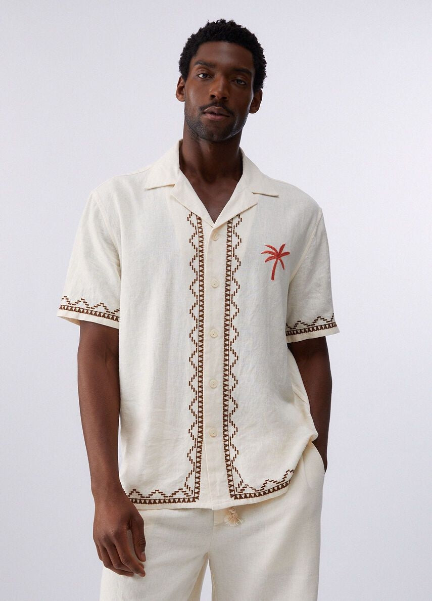 Camicia Liu Jo in misto lino ricamata uomo