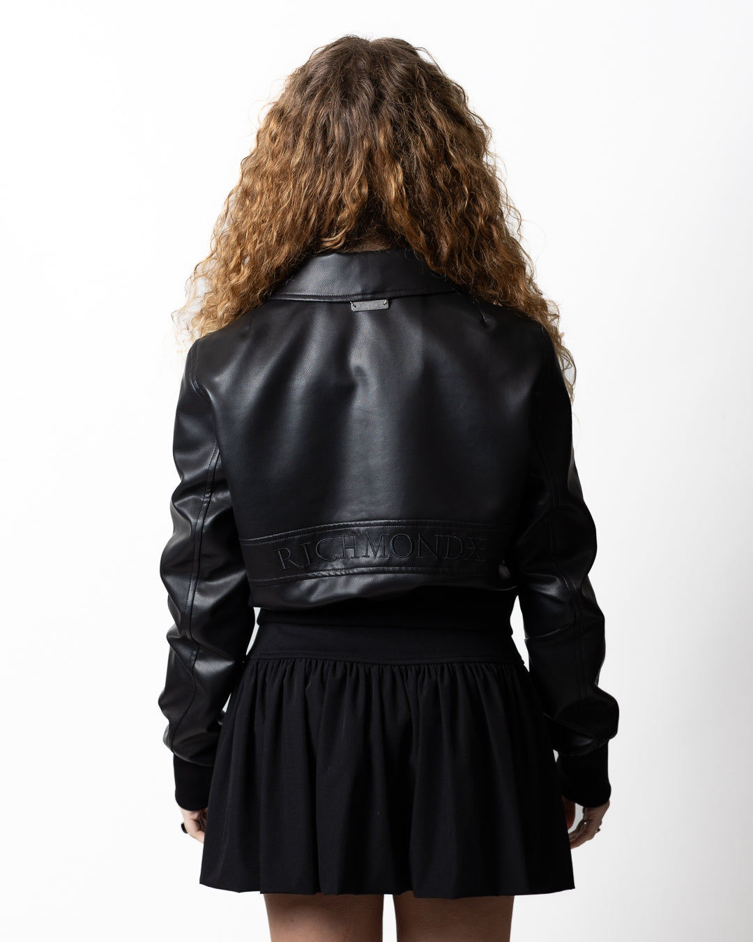 Giubbotto Richmond X cropped in ecopelle con ricamo donna