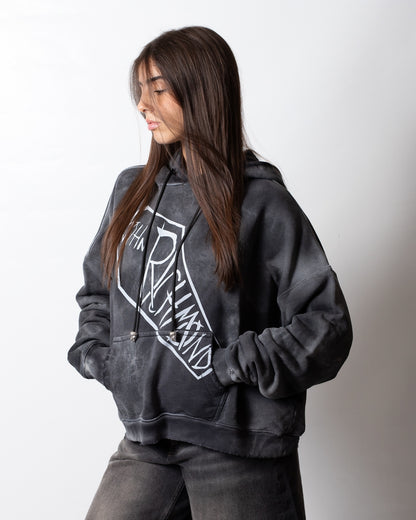 Felpa John Richmond cropped con cappuccio e stampa donna