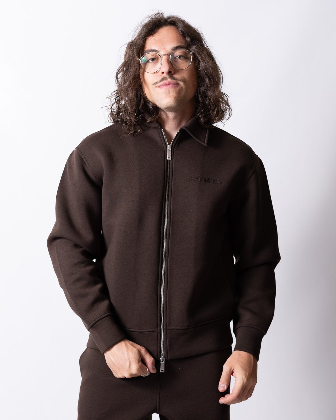 Felpa Calvin Klein fullzip "Embossed Logo" uomo