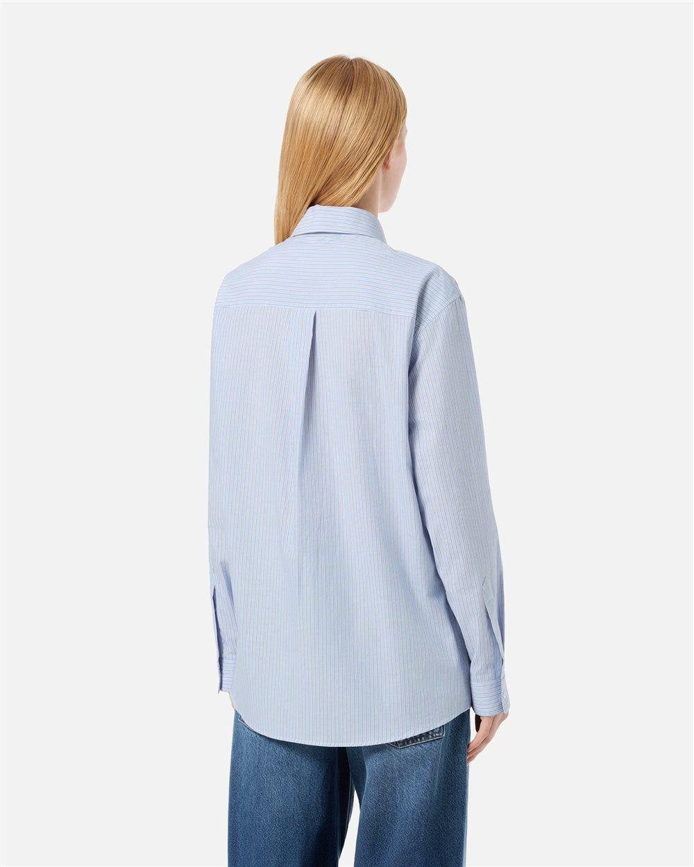 Camicia Iceberg a righe con patch logo e pietre luminose