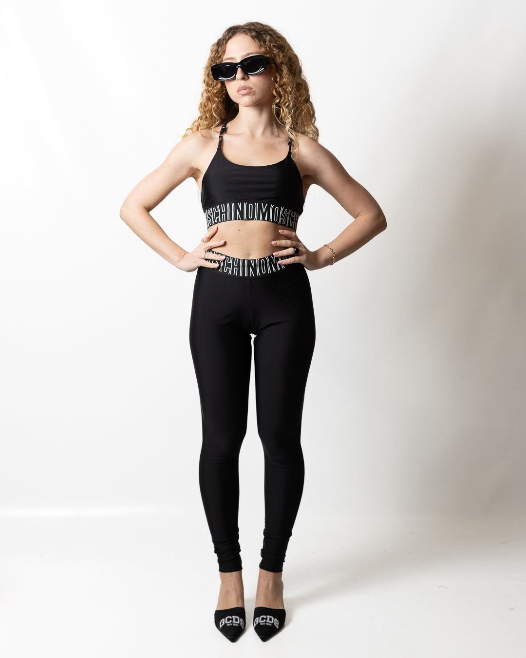 Top Moschino Active cropped in satin donna