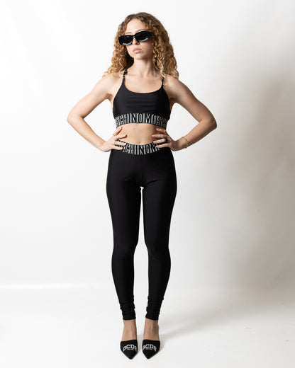 Top Moschino Active cropped in satin donna