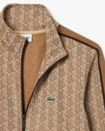 Felpa Lacoste con zip logata allover uomo