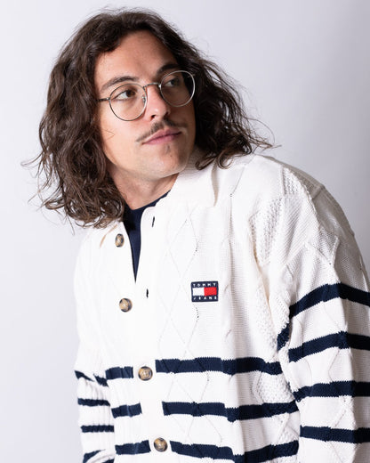 Cardigan Tommy Jeans in maglia "Stripe Cable" uomo