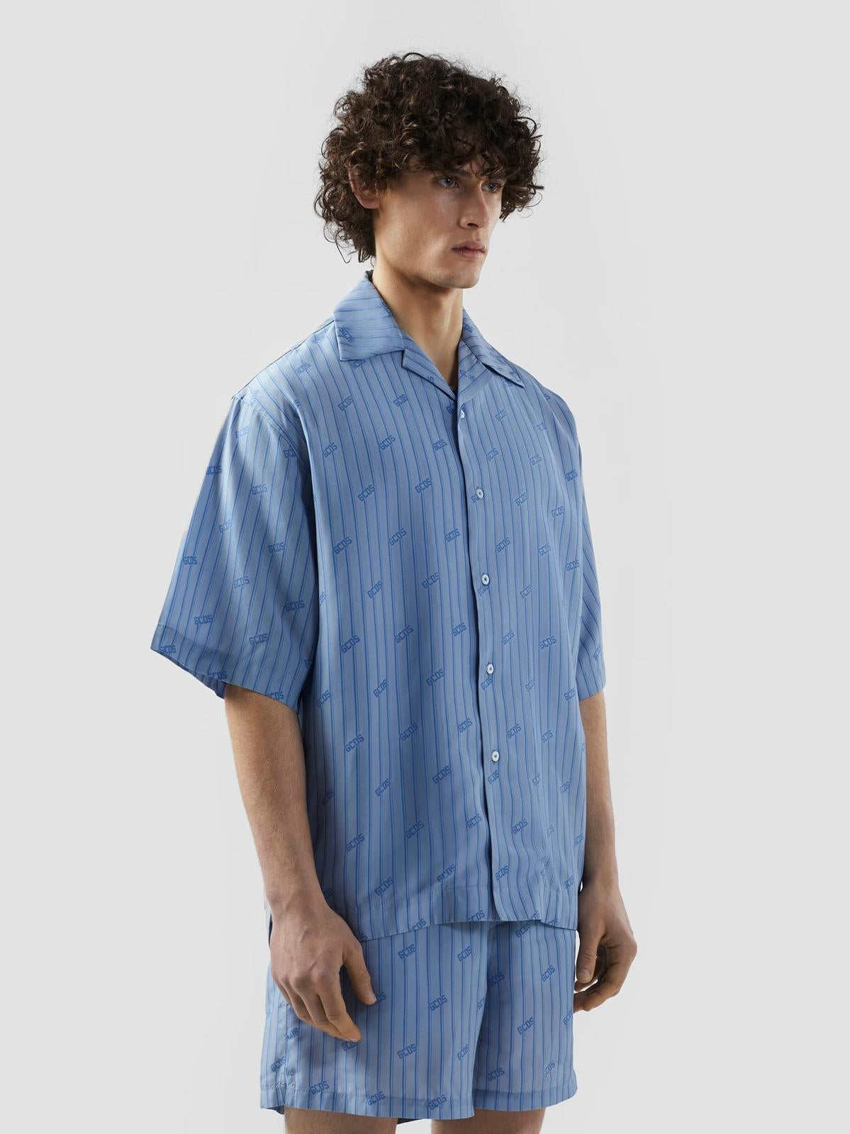 Camicia GCDS con "Logo Stripe" all-over uomo