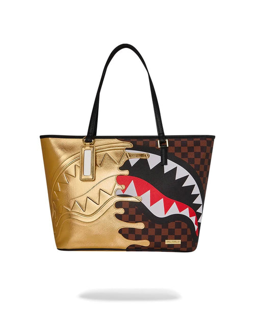 Borsa Sprayground marrone SHARKS IN PARIS GOLD DRIP TOTE 