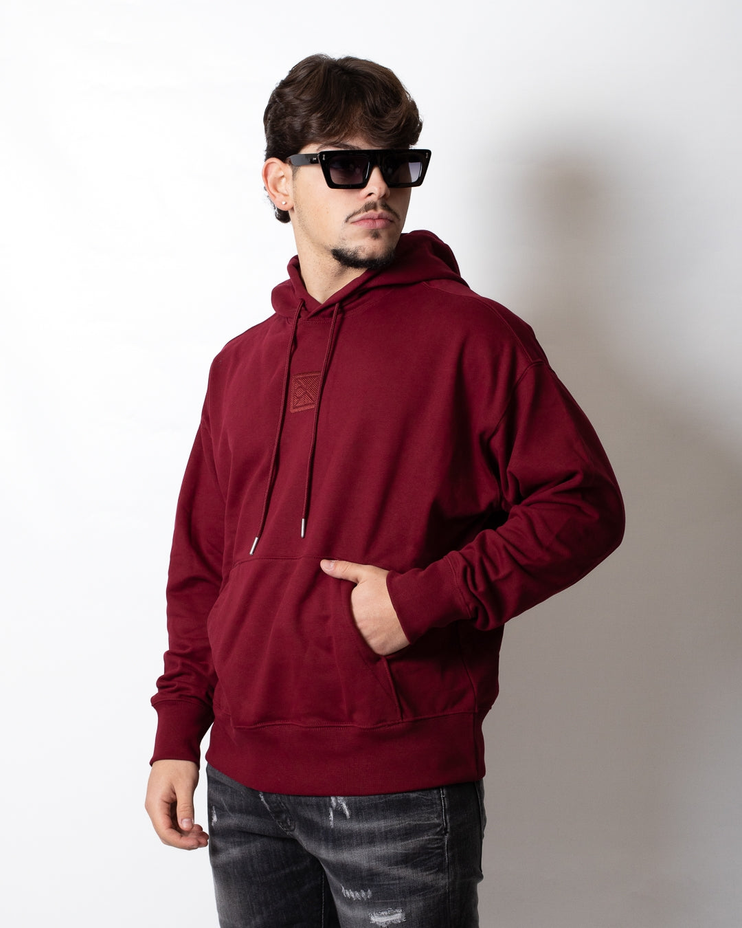 Felpa Calvin Klein con cappuccio e ricamo uomo