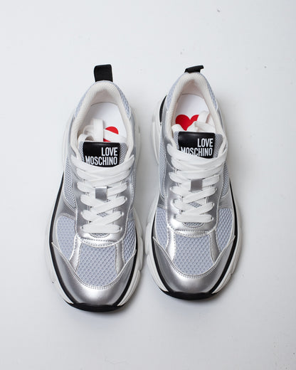 Sneakers Love Moschino in rete con dettagli lucidi donna