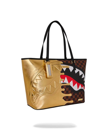 Borsa Sprayground marrone SHARKS IN PARIS GOLD DRIP TOTE 