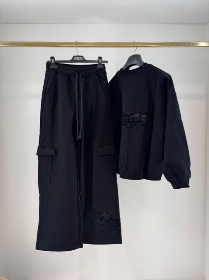 Pantalone Comme des Fuckdown cargo in felpa con stampa in rilievo donna