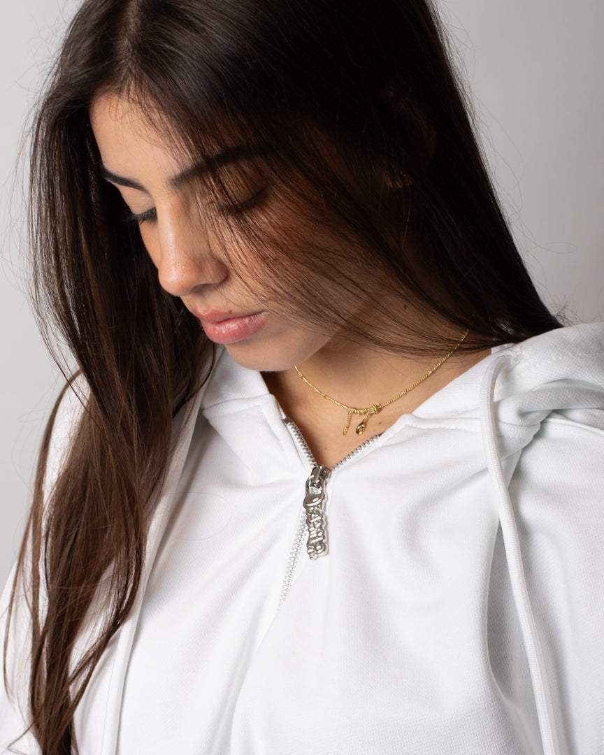 Felpa Disclaimer fullzip con cappuccio e logo glitter donna