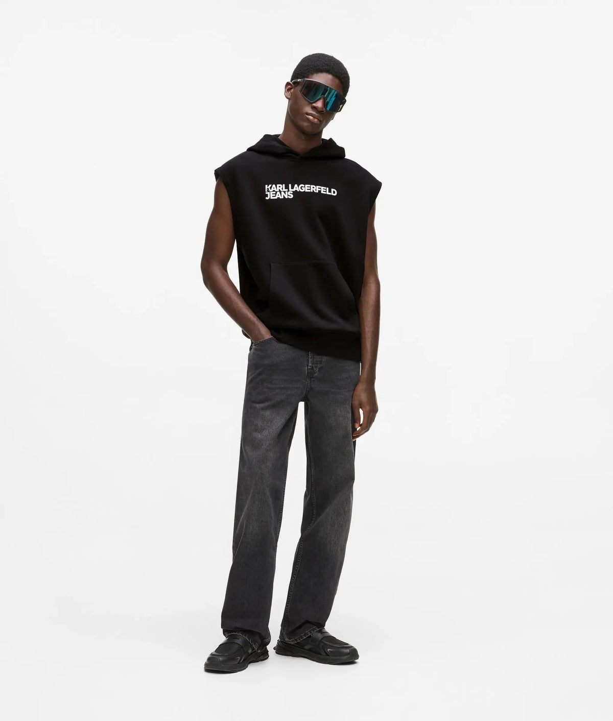 Gilet Karl Lagerfeld Jeans in felpa con stampa uomo