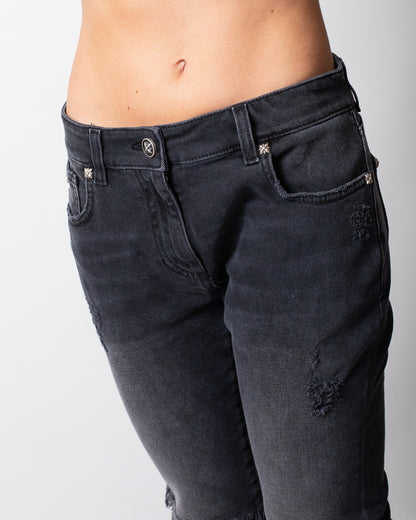 Jeans John Richmond a zampa con dettagli in pelle donna