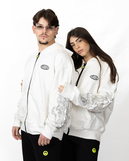 Felpa Barrow fullzip con cappuccio, strass e borchie