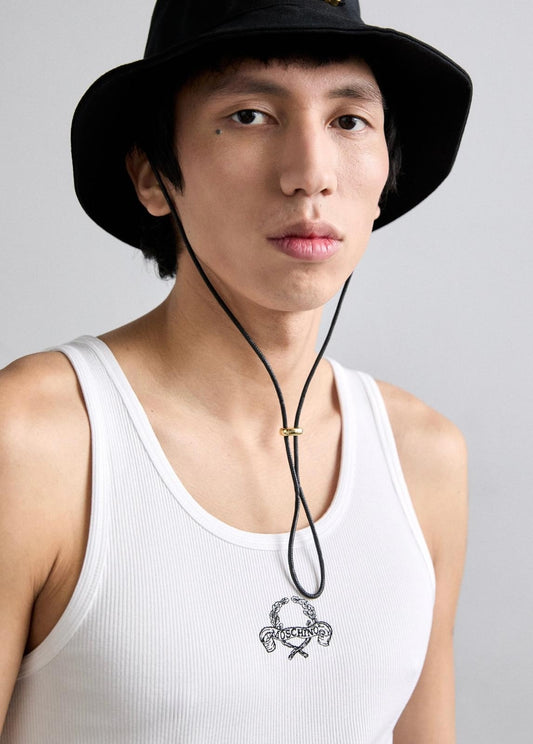 Canotta Moschino con logo corona d'alloro