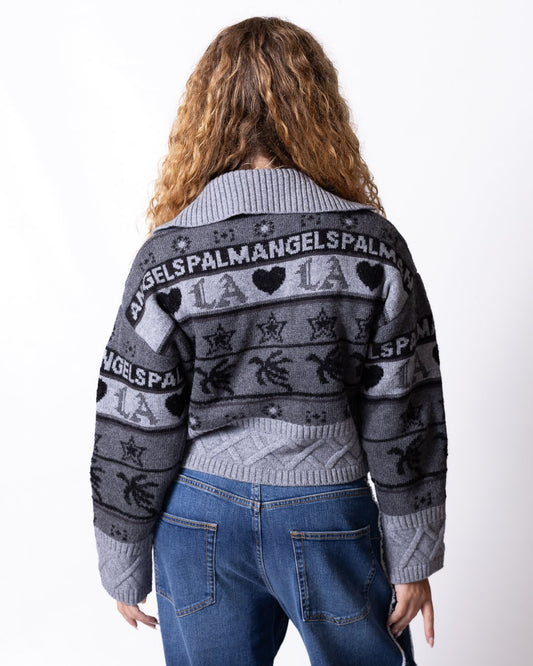 Cardigan Palm Angels in lana con logo grafica