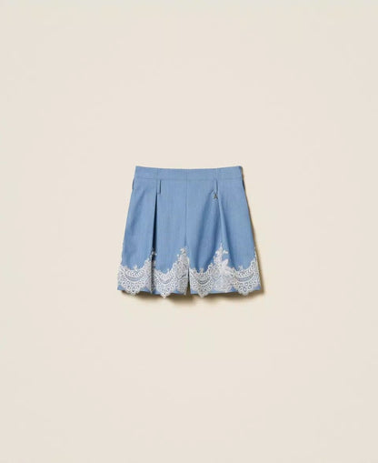 Bermuda Twinset Actitude con pizzo e cintura donna