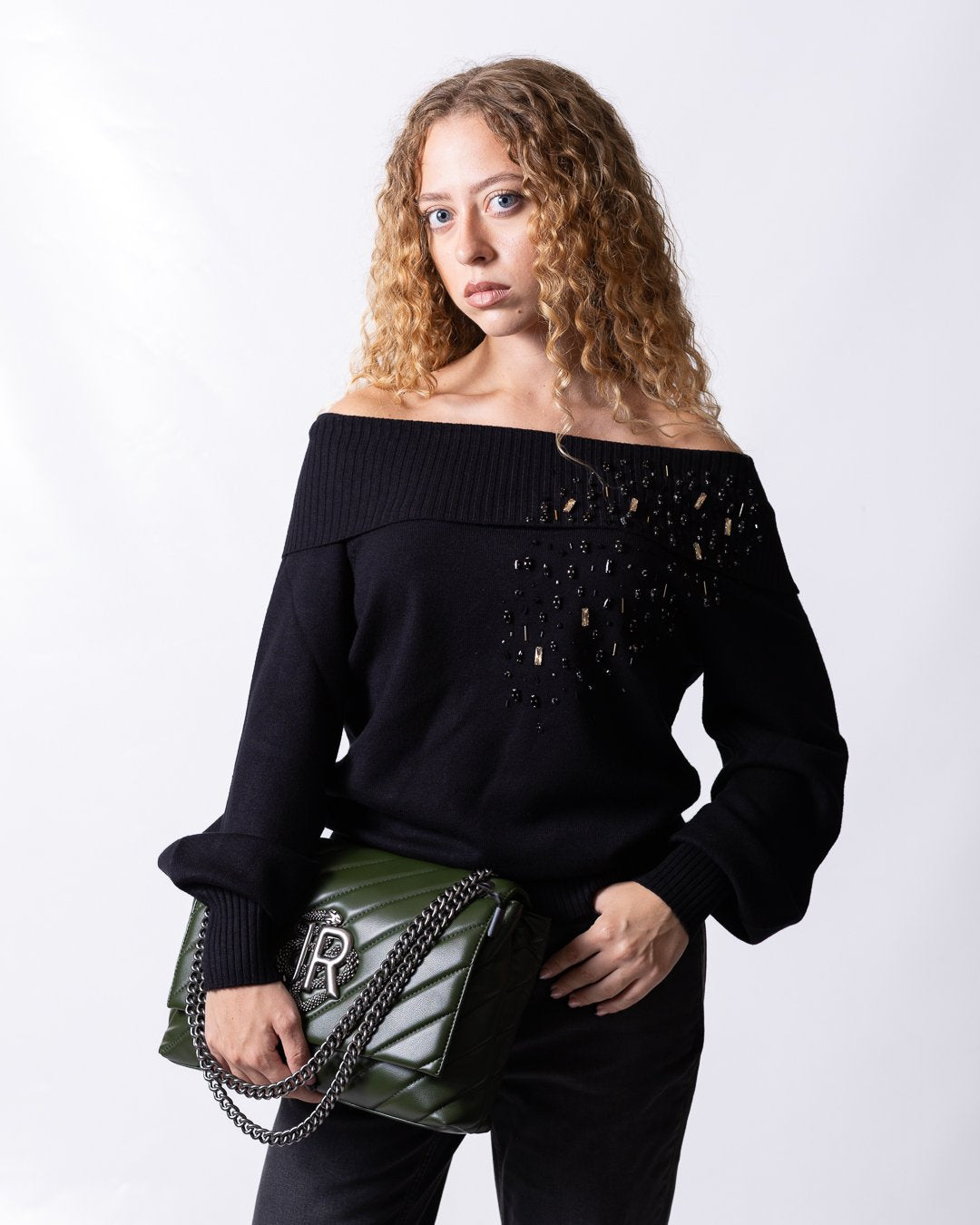 Maglia Twinset Actitude con scollo e pietre luminose