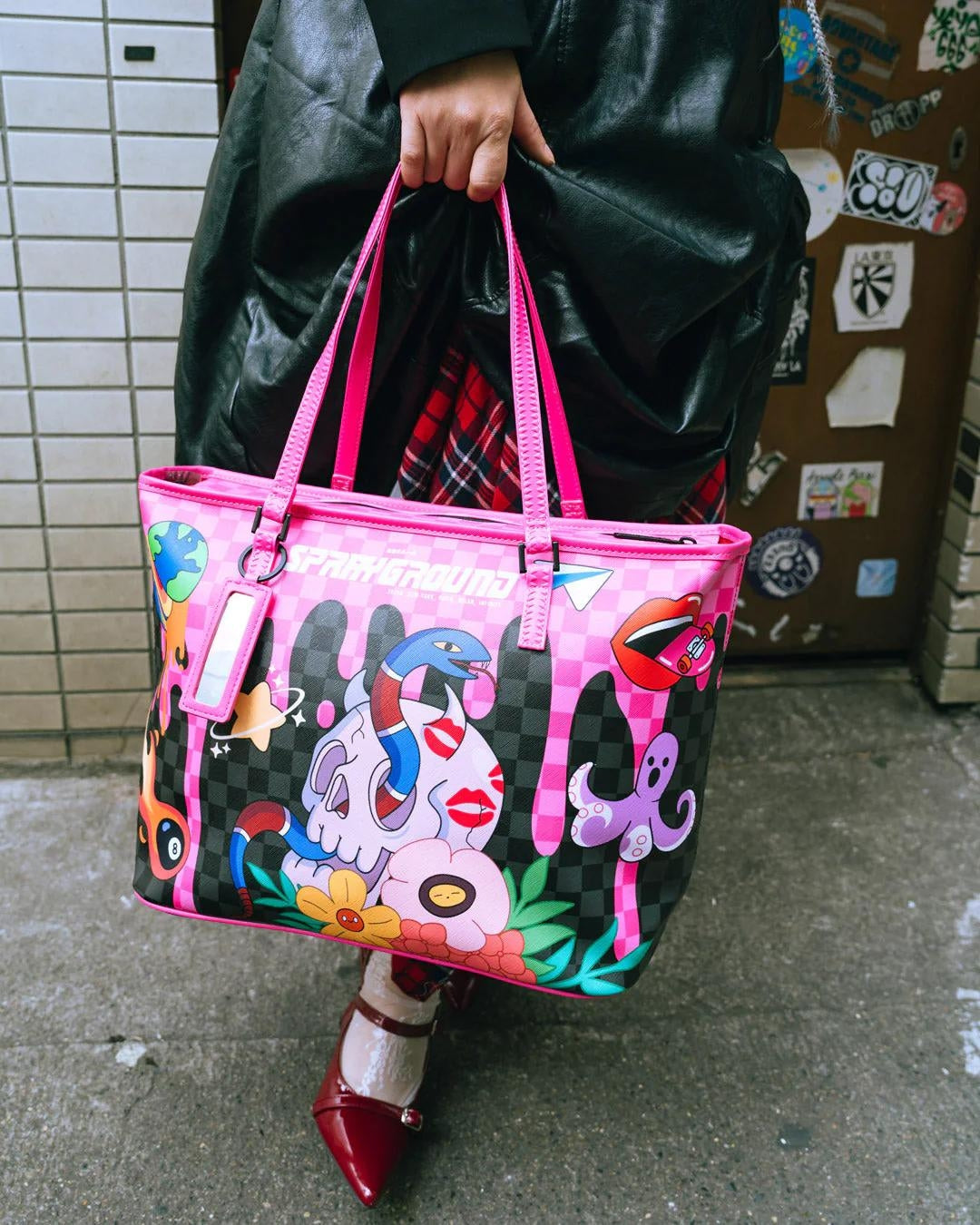 Borsa Sprayground nero WTF skull drip tote