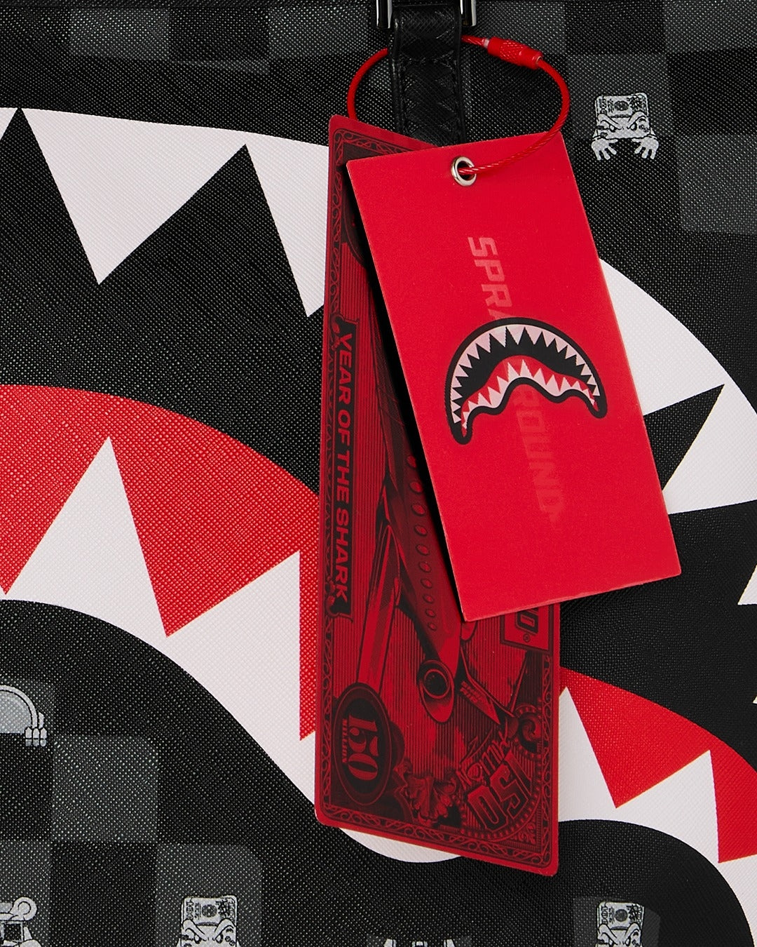 Borsa Sprayground nero GRAY PEEKING CHARACTER CHECK TOTE