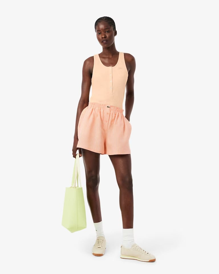 Bermuda Lacoste a strisce in misto lino donna