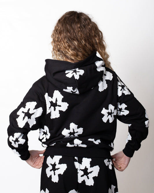 Felpa Comme des Fuckdown con cappuccio e fiori all-over donna