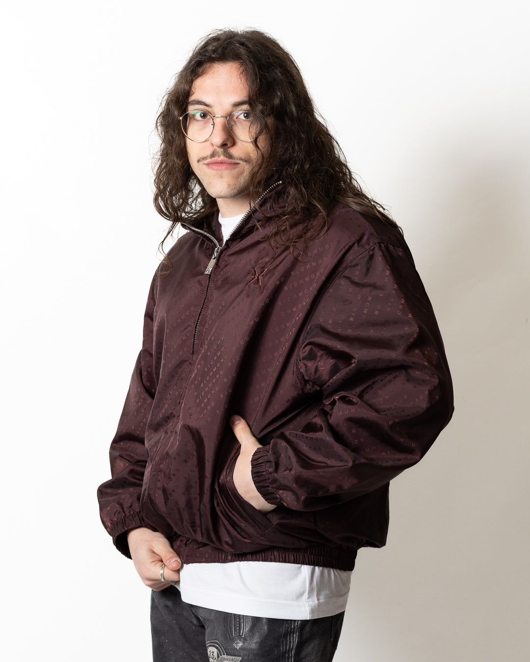 Giubbotto Richmond X in nylon con logo all-over uomo