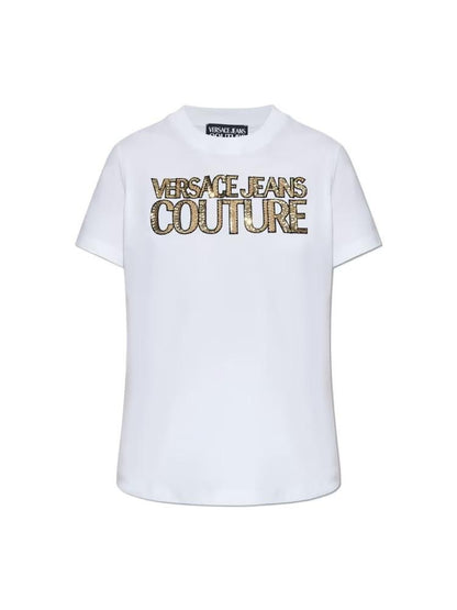 T-Shirt Versace Jeans Couture con logo in paillettes donna