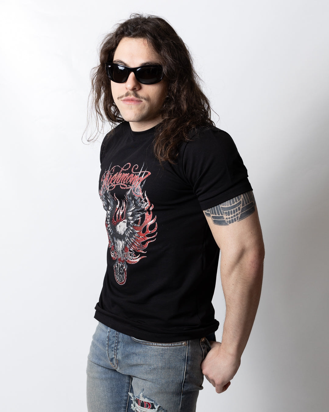 T-Shirt John Richmond con stampa strass uomo
