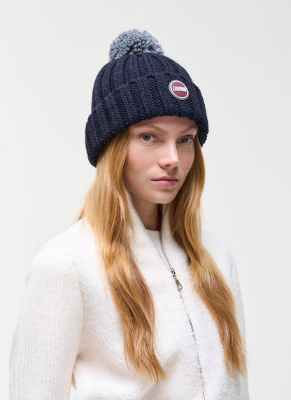 Cappello Colmar in costina con pompon