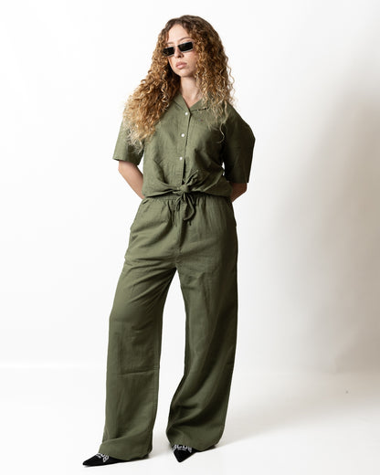 Camicia Tommy Jeans in misto lino con nodo donna