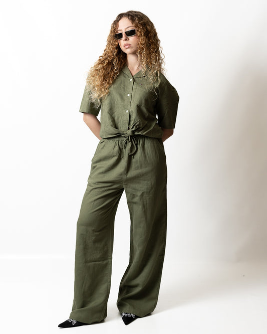 Camicia Tommy Jeans in misto lino con nodo donna