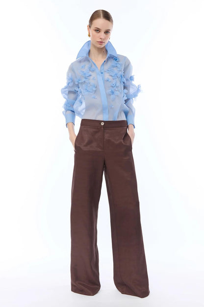 Pantalone Nenette fluido a gamba larga donna