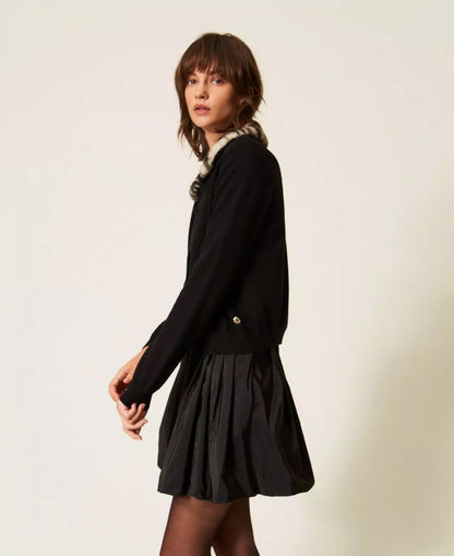 Giacca Twinset Actitude con colletto faux far e maglia donna