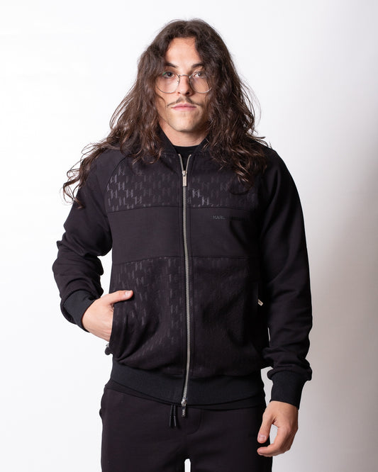 Felpa Karl Lagerfeld fullzip con logo jacquard uomo