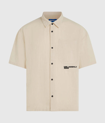 Camicia Karl Lagerfeld Jeans effetto lino con ricamo uomo